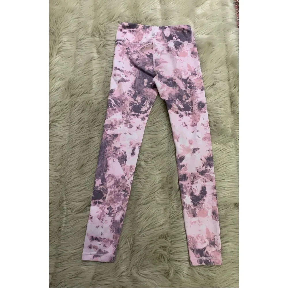 Athleta Girl High Rise Printed Chit Chat Tight Legging Moonstone Pink L/12
